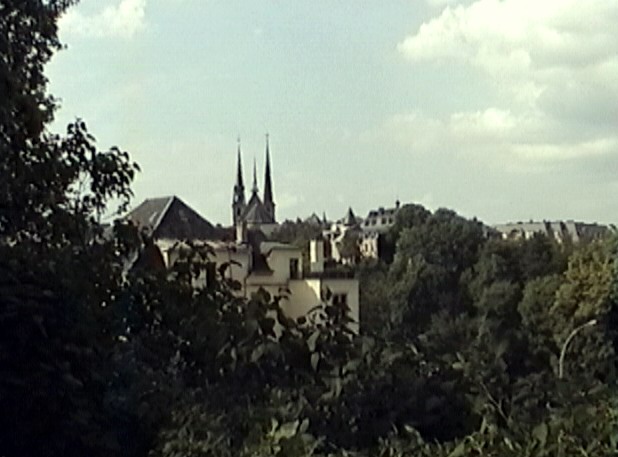A view to the Cathedrale to the Blessed Virgin in the city center (July 1999)