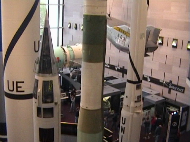 Various smaller rockets - behind them is Soyuz (April 2004)