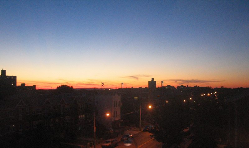 There is Verrazano Bridge visible on the distant horizon