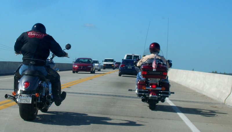 Motorbike travellers.