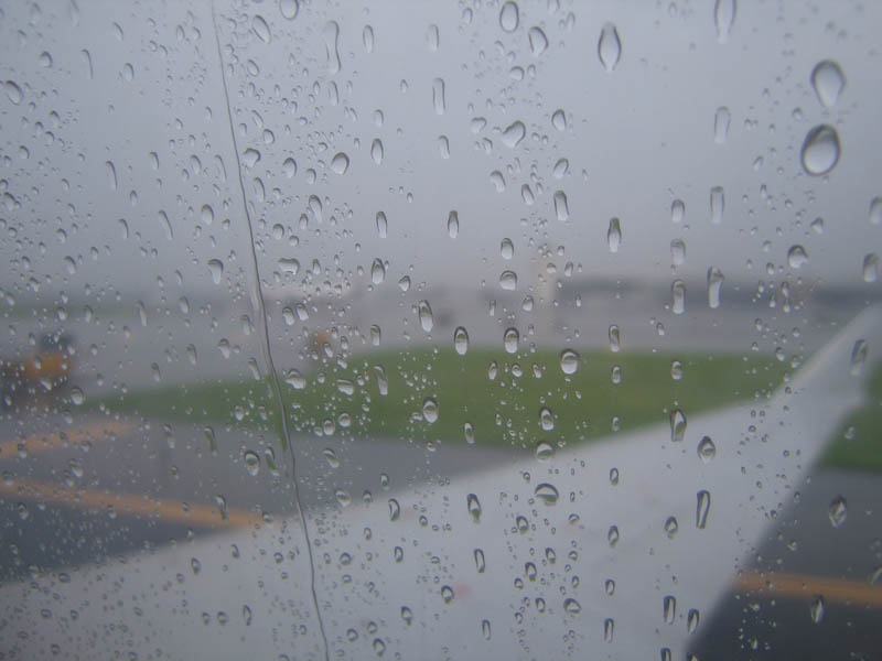 We spent 3 hours in the airplane on the runway. Then we got kicked out because of the weather.