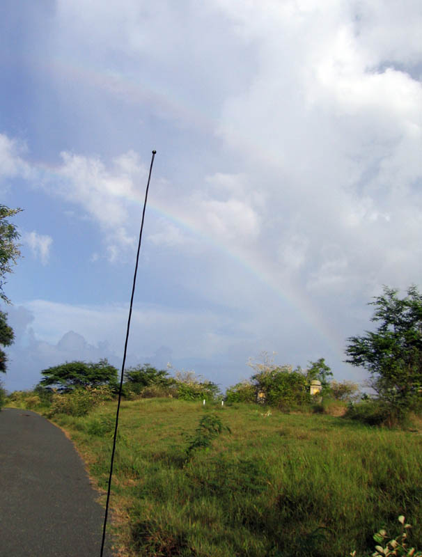 Double rainbow above bunkers