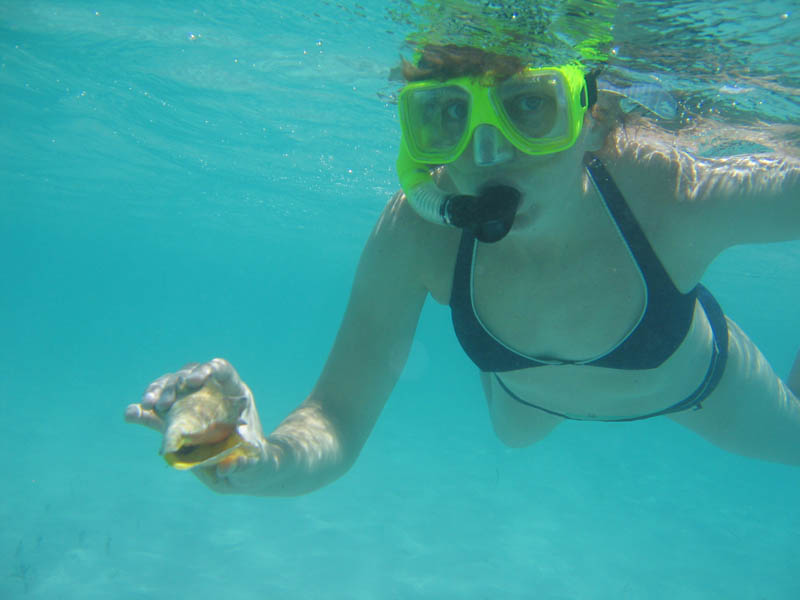 Katka with a conch (July 2006)