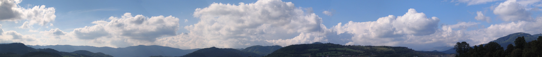 Kremnica Hills panorama as seen from the tower on main square in Bansk Bystrica