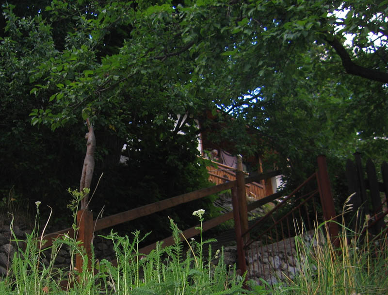 Wooden statue on the rail