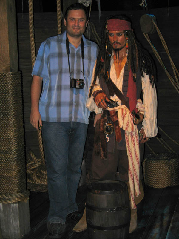 Captain Jack Sparrow inside his pirate ship