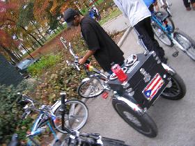 You can hear this biker very far - thanks to the big loudspeakers (October 2006) You can hear this biker very far - thanks to the big loudspeakers (October 2006)