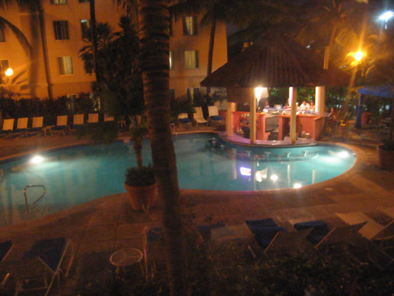 The view from our room nicely shows the bar seats under the water in the pool