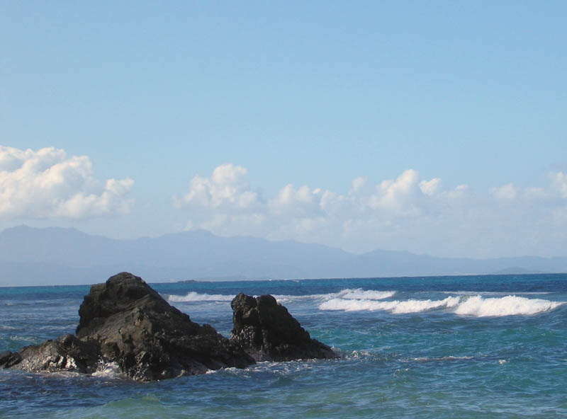 The mountain on the horizon is El Yunque on the Main Island