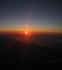 Sun's shining directly to Europe. Here it's only starting to wake up beyond the distant Atlantic horizon. (October 2007) Sun's shining directly to Europe. Here it's only starting to wake up beyond the distant Atlantic horizon. (October 2007)
