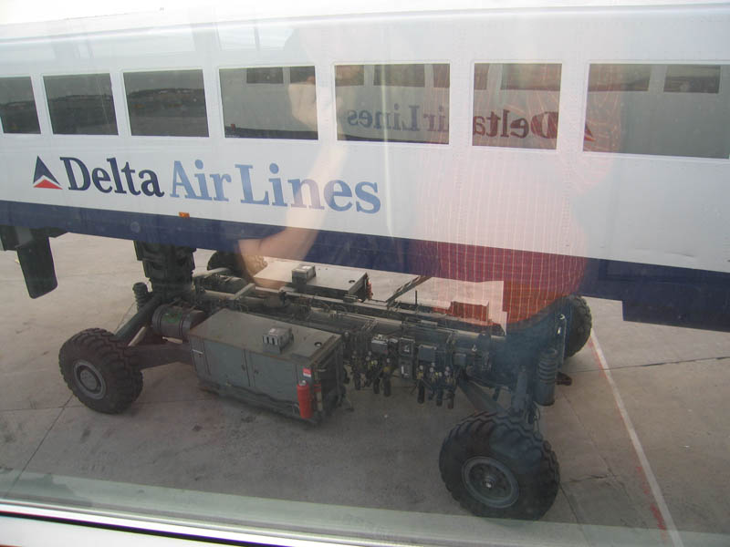 Telescopic bus we take to get into the airplane