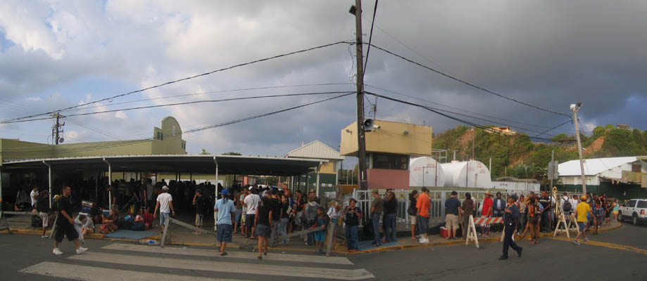 Line for the tickets - fortunately, most of them are students going to Culebra for the spring break