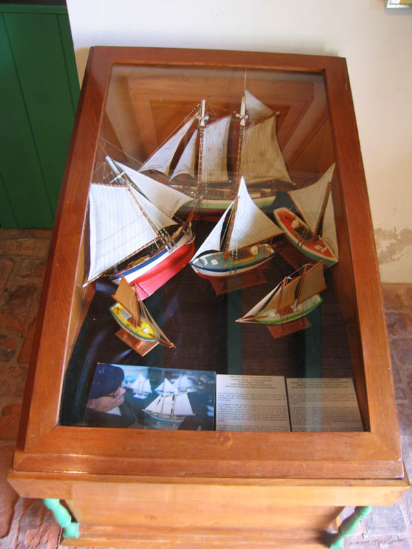 Models of sailboats right by the entrance
