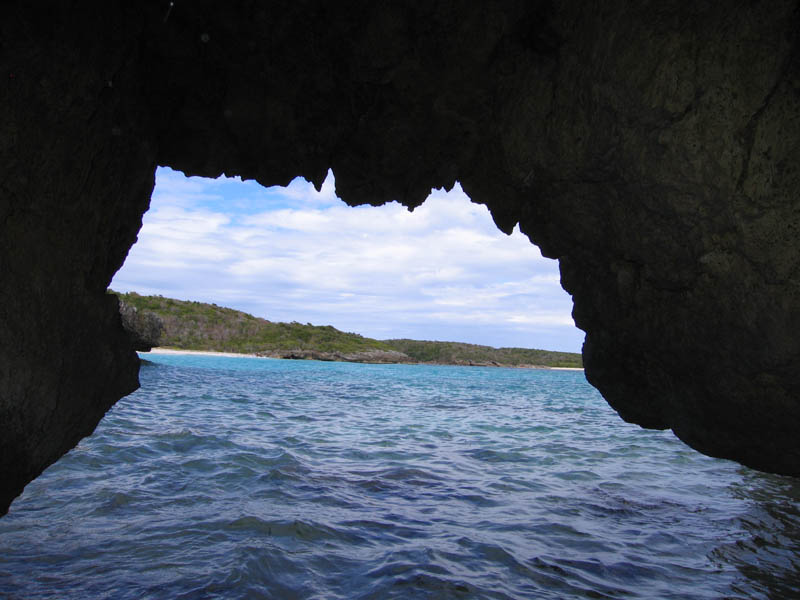 A view to the better known cave at the other side of the beach
