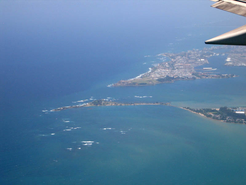 Old San Juan as seen from the landing airplane