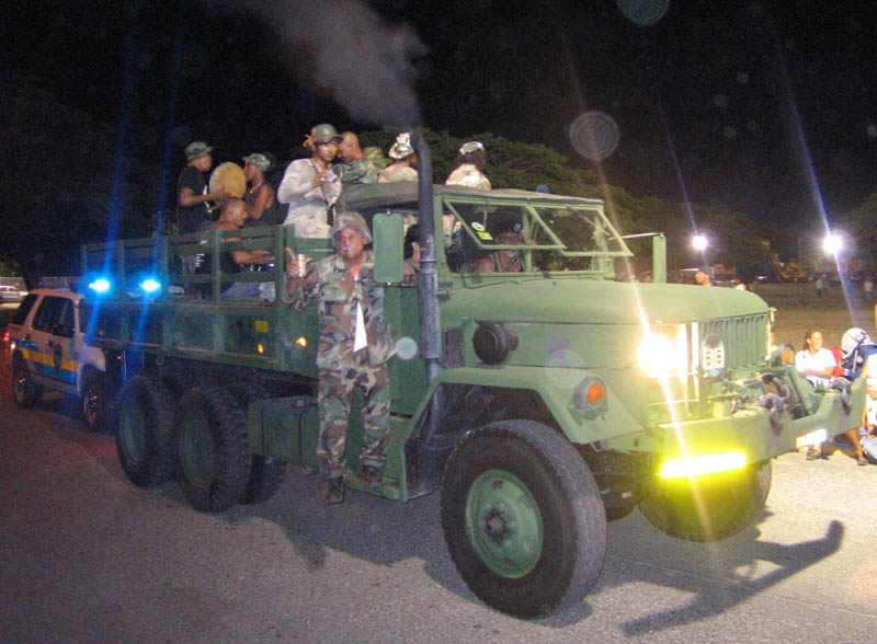 The last truck represents the recent history - US Navy presence on the island