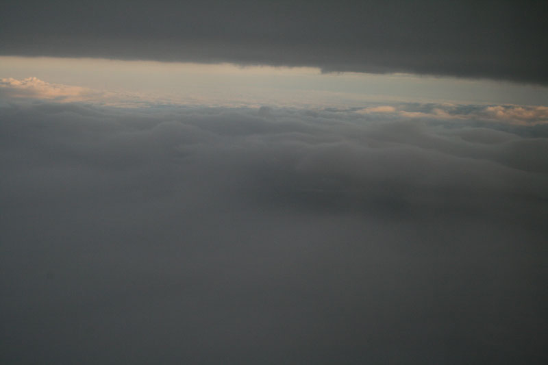 Flying between two layers of clouds
