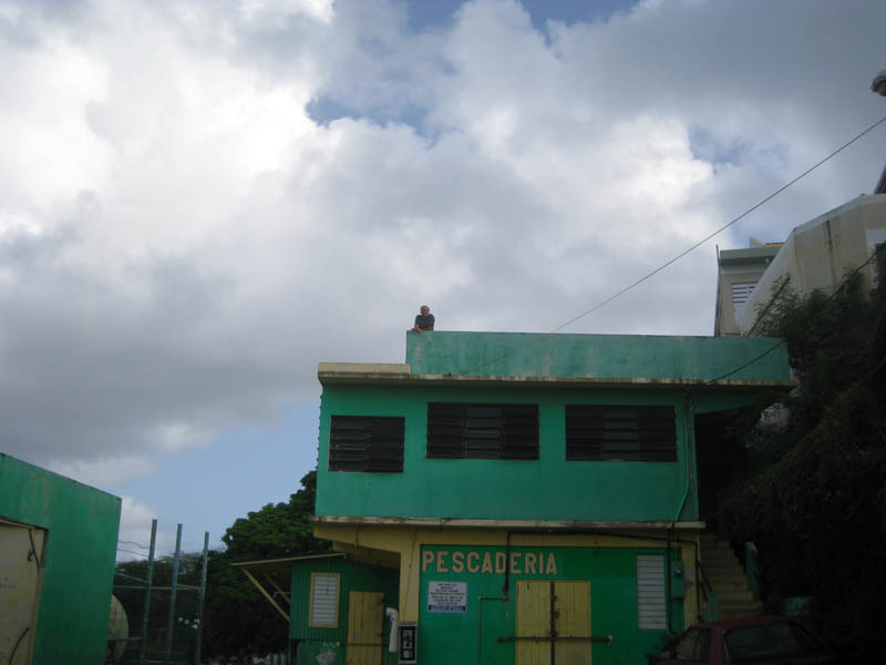 Captain Bill waits us on the roof of the pescaderia