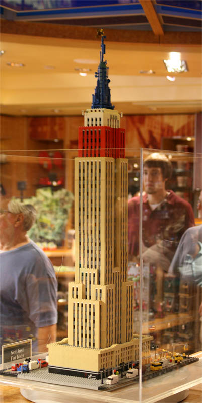 The building model made of lego in the souvenier shop
