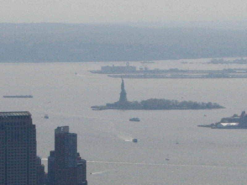Statue of Liberty in the distance - more than 5 miles