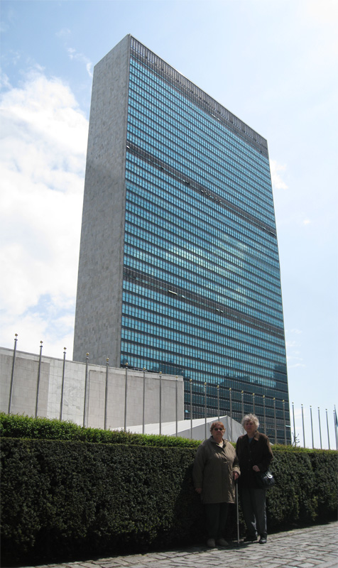 In front of UN building