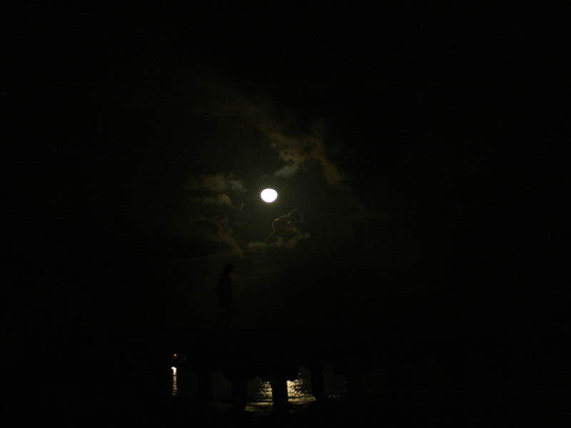 Walking the old pier under the moonshine