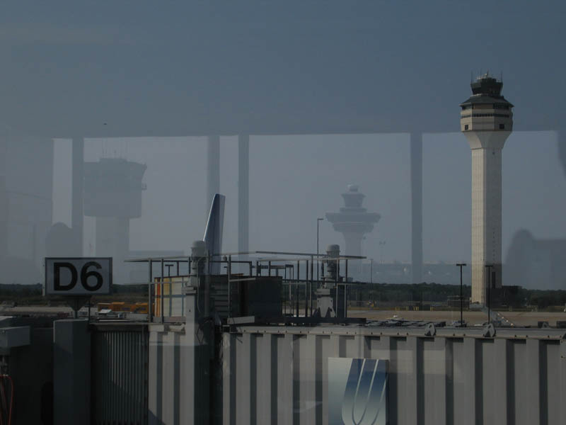 Three control towers on the same picture