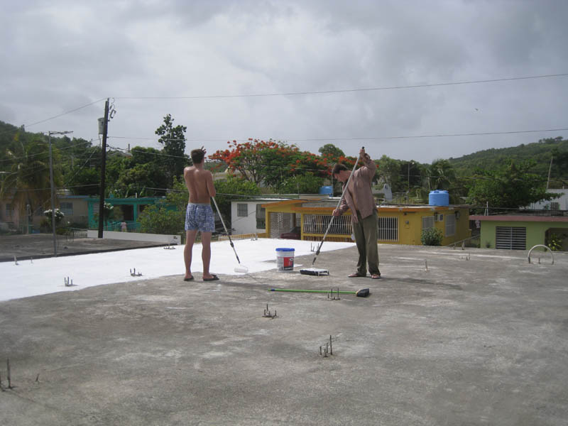 This morning, we started to paint the roof (July 2009)