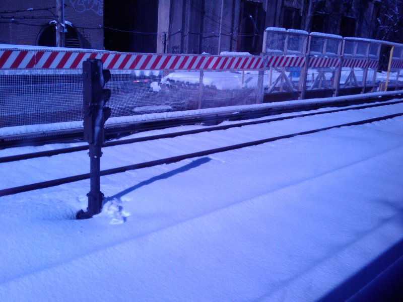 There are the rails, under the snow...