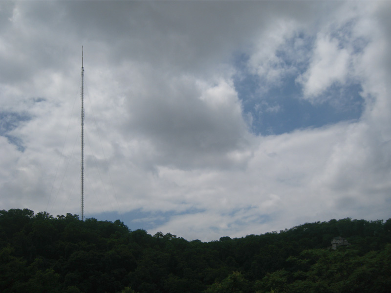 Transmitter mast on the opposite hill