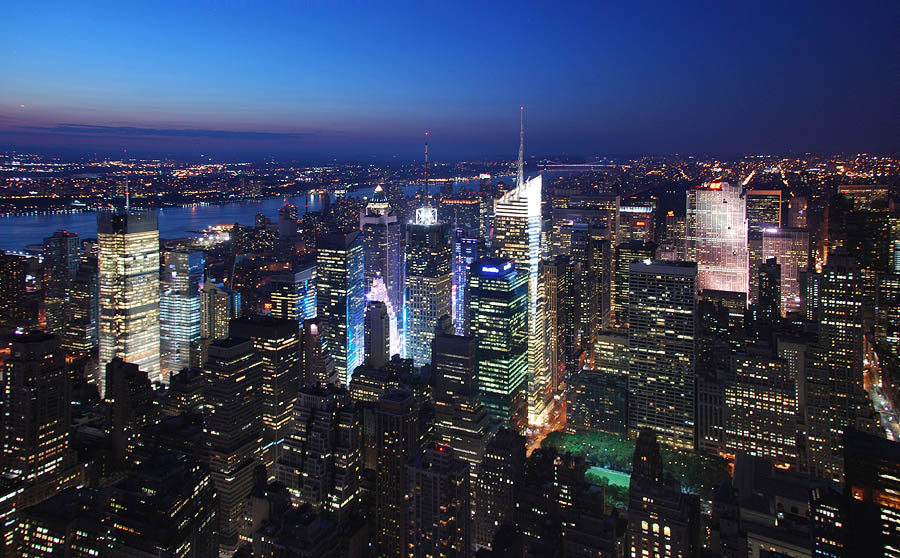 The shine between the skyscrapers that's Times Square