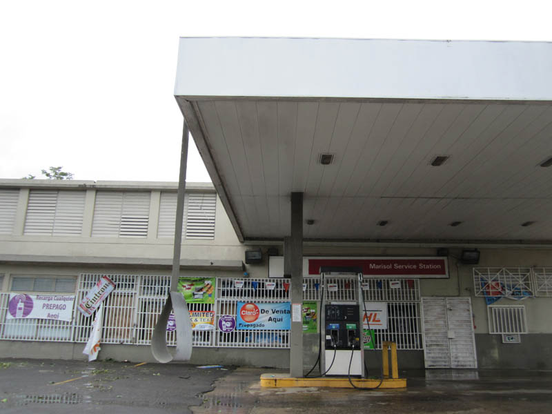 Damaged roof at the pump