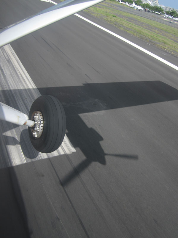 Touching the runway at Isla Grande Airport