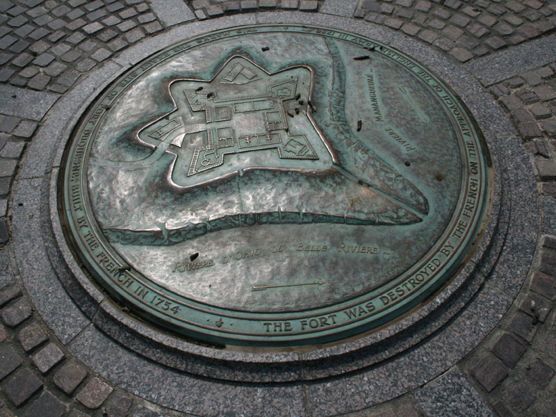 Memorial on the place of the first fort built on this site - the French Fort Duquesne