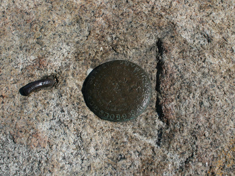 The summit benchmark is here since 1943, the triangle since U.S. Coastal Survey in 1876.