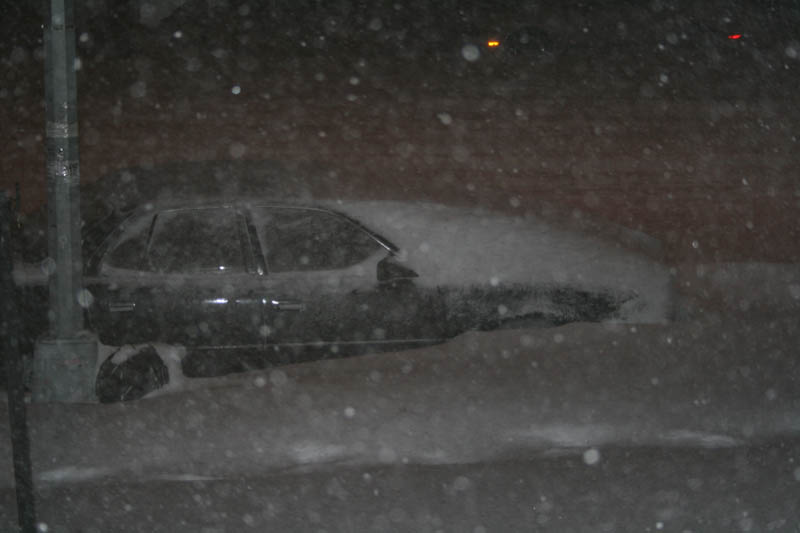 Evening - it's starting to snow This car won't leave in next 5 days (but nobody know yet at this time)