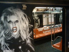 Lady Gaga at 42nd shuttle train (June 2011) Lady Gaga at 42nd shuttle train (June 2011)