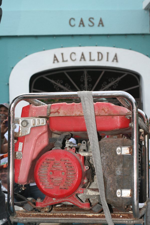 The generator that feeds all the gadgets and boxes of the musicians on the truck