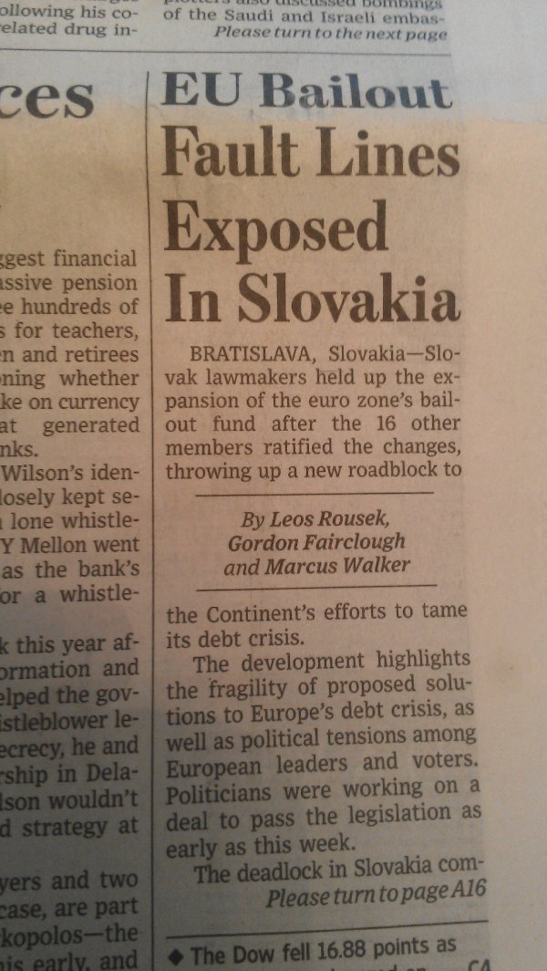 Slovakia on the first page of Wall Street Journal  picture 28626