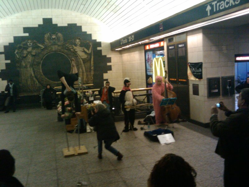 Art performers at Penn Station
