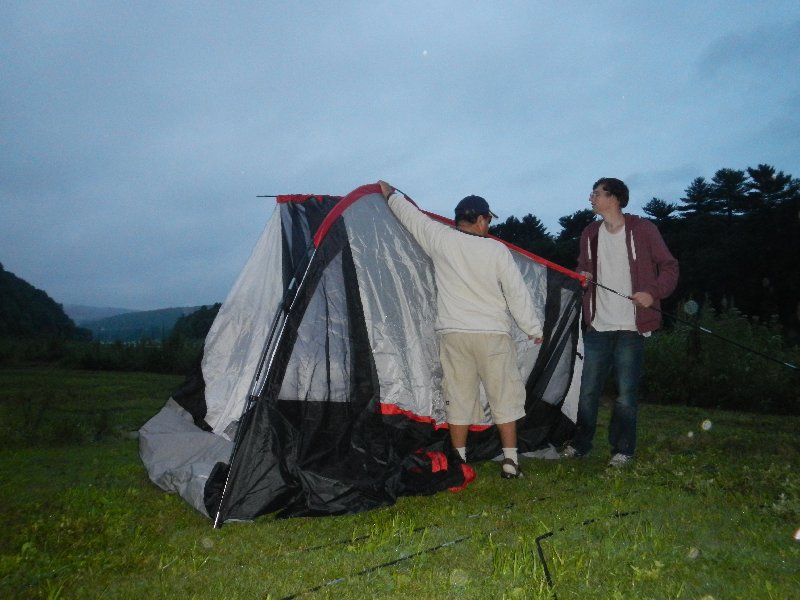 I drove here, you two make the tent...