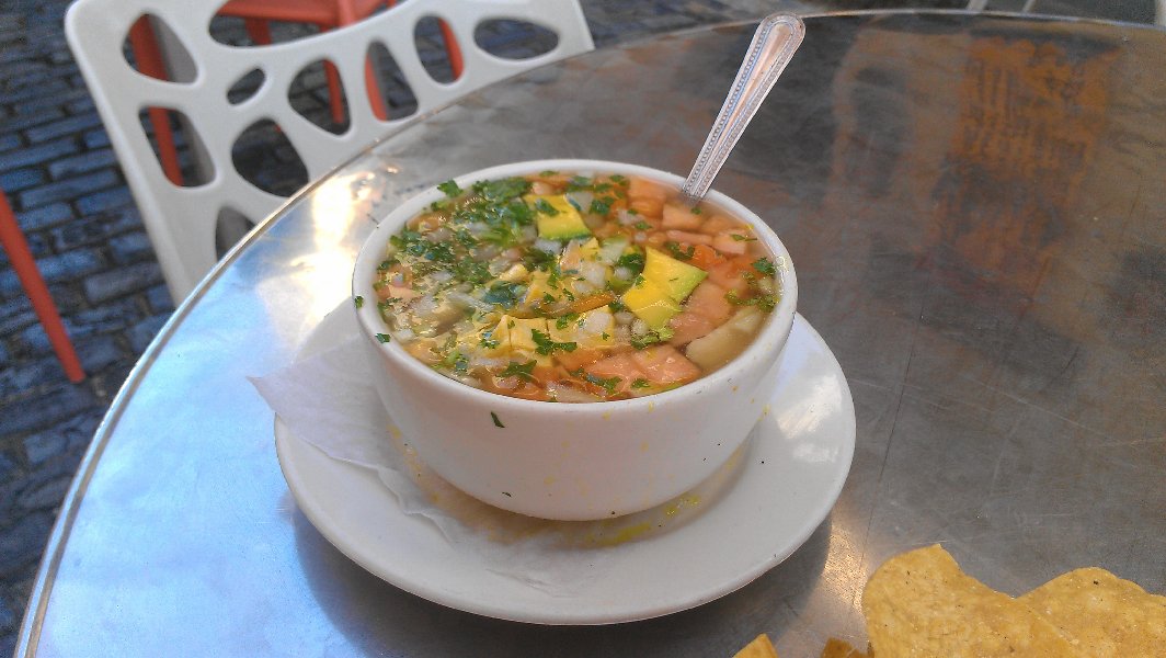 Mexican chicken soup with avocado