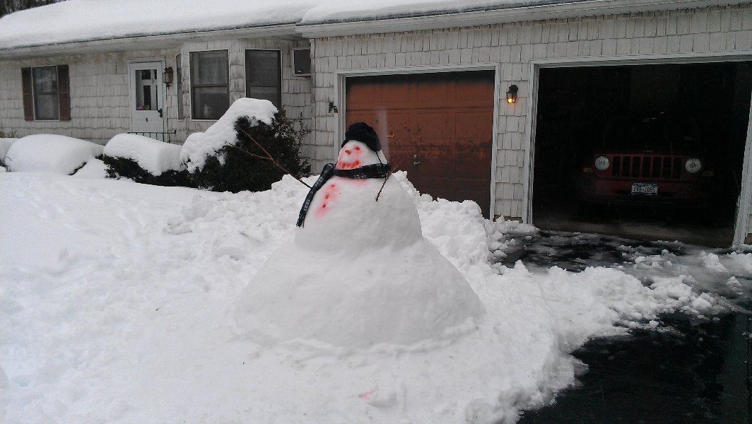 I saved the snowman yesterday....requires some driving skills to get to and from garage though...