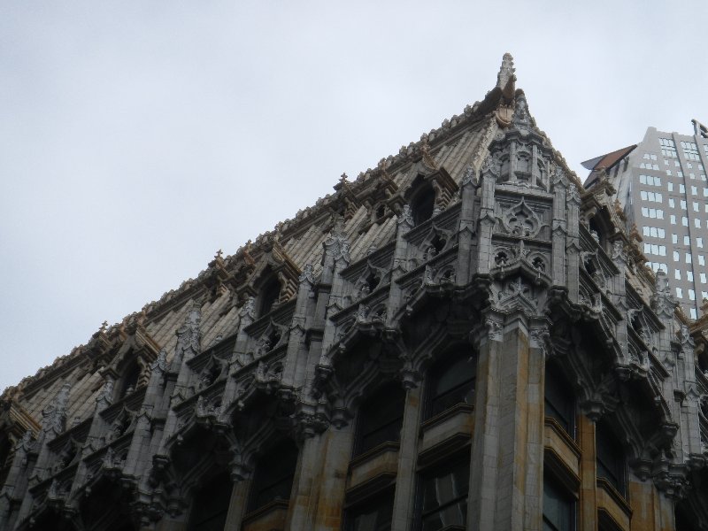 Gothic ornaments on the modern building