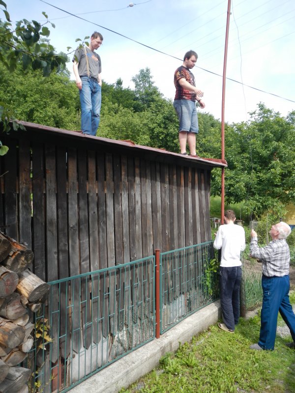 Boys helped grandpa with the antenna