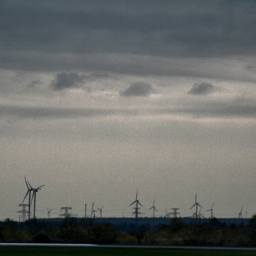 Austrian forest of wind turbines as seen from the airport