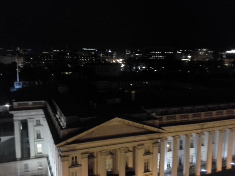 The president is sleeping over there