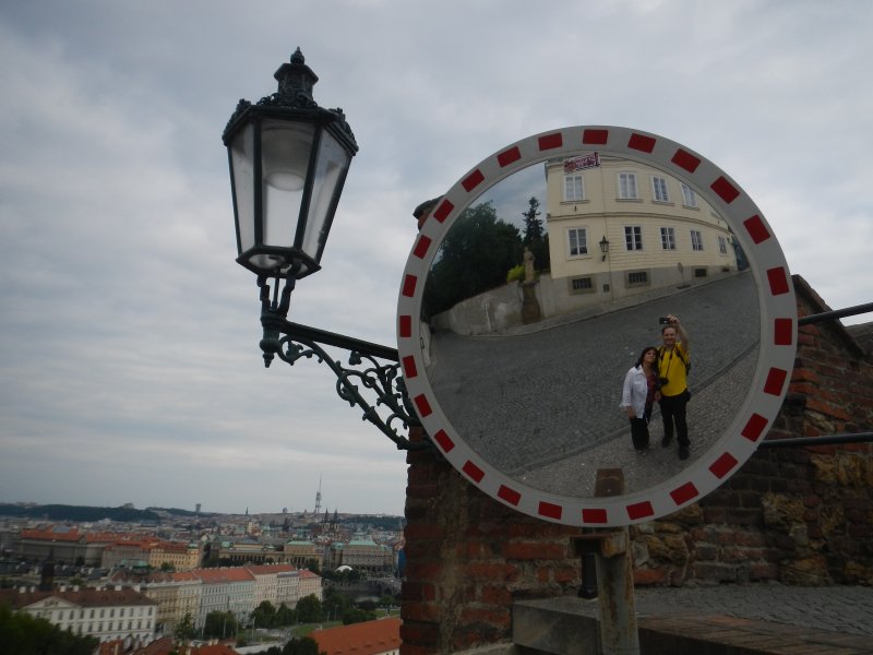 At the upper end of the old castle stairs