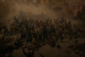 Diorama depicting Students fighting Swedes on Charles Bridge in 1648 (June 2014) Diorama depicting Students fighting Swedes on Charles Bridge in 1648 (June 2014)
