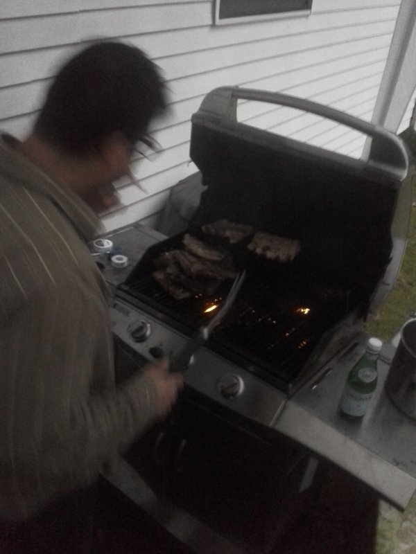 We began to barbecue at almost eight